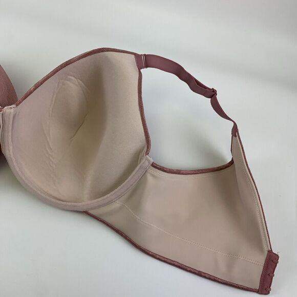 Cacique Invisible Lace Backsmoother Lightly Lined Balconette Bra Pink Size 40 DD - Picture 11 of 12